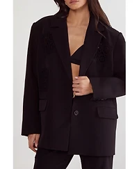Nasty Gal Women's Tailored Crochet Insert Oversized Blazer