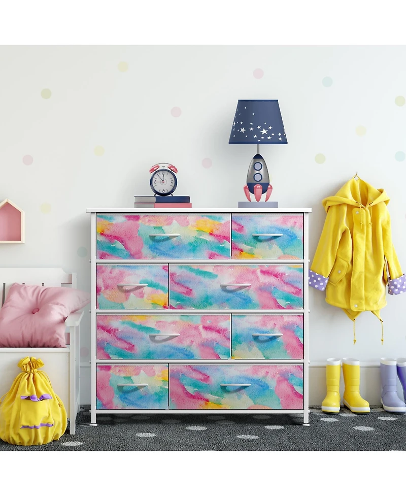 Sorbus Dresser with 8 Drawers - Storage Chest Organizer with Steel Frame, Wood Top, Handles, Fabric Bins