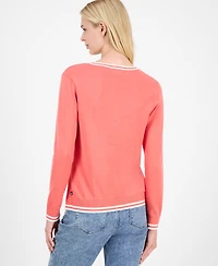 Nautica Jeans Women's Cotton Cable Knit Crewneck Sweater