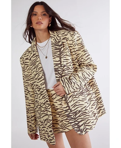 Nasty Gal Women's Zebra Print Oversized Tailored Blazer
