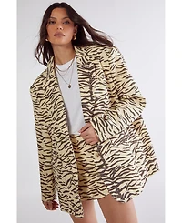 Nasty Gal Women's Zebra Print Oversized Tailored Blazer