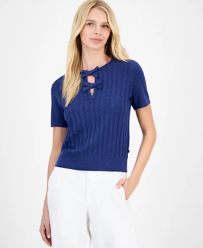 Nautica Jeans Women's Bow Cable Knit Sweater