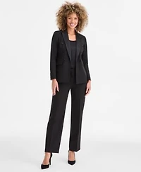 Anne Klein Blazer Mixed Media Top High Rise Pants