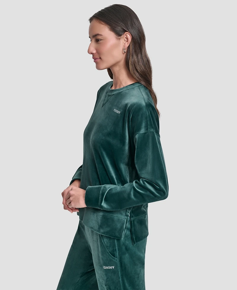 Dkny Women's Platinum Velour Crewneck Sweatshirt