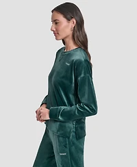 Dkny Women's Platinum Velour Crewneck Sweatshirt