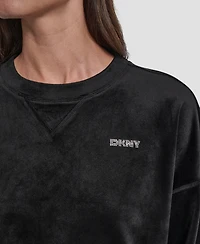 Dkny Women's Platinum Velour Crewneck Sweatshirt