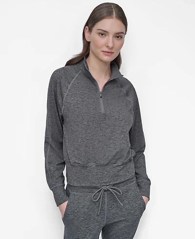Dkny Sport Women's Space-Dyed Half-Zip Raglan-Sleeve Top