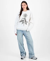 Love Tribe Juniors' Rose Photo Graphic Sweatshirt