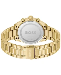 Hugo Boss Men's Grand Prix 40 Quartz Fashion Chrono Ionic Plated Thin Gold Steel Watch, 40mm