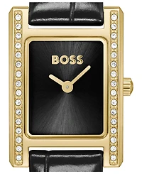 Hugo Boss Women's Lucy Precious Quartz Basic Mini Black Leather Watch, 18.50mm