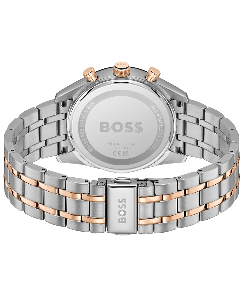 Hugo Boss Men's Tourmaster Quartz Multifunction Stainless Steel Ionic Plated Carnation Gold Steel Watch, 41mm