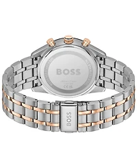Hugo Boss Men's Tourmaster Quartz Multifunction Stainless Steel Ionic Plated Carnation Gold Steel Watch, 41mm
