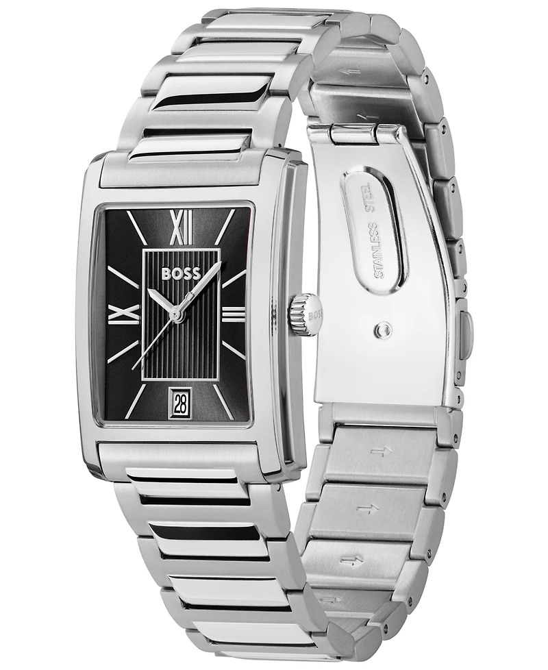 Hugo Boss Men's Principle Dress Quartz Basic Calendar Stainless Steel Watch, 28 x 39mm