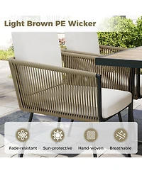 Gymax Set Of 5 Patio Dining Set Outdoor Rectangular Table & Chairs Furniture Set