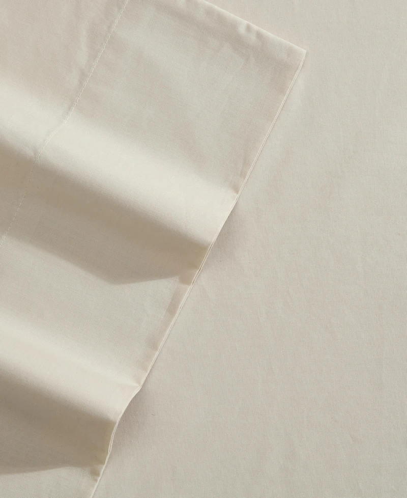 Nautica Solid Cotton Percale 4-Piece Sheet Set, King