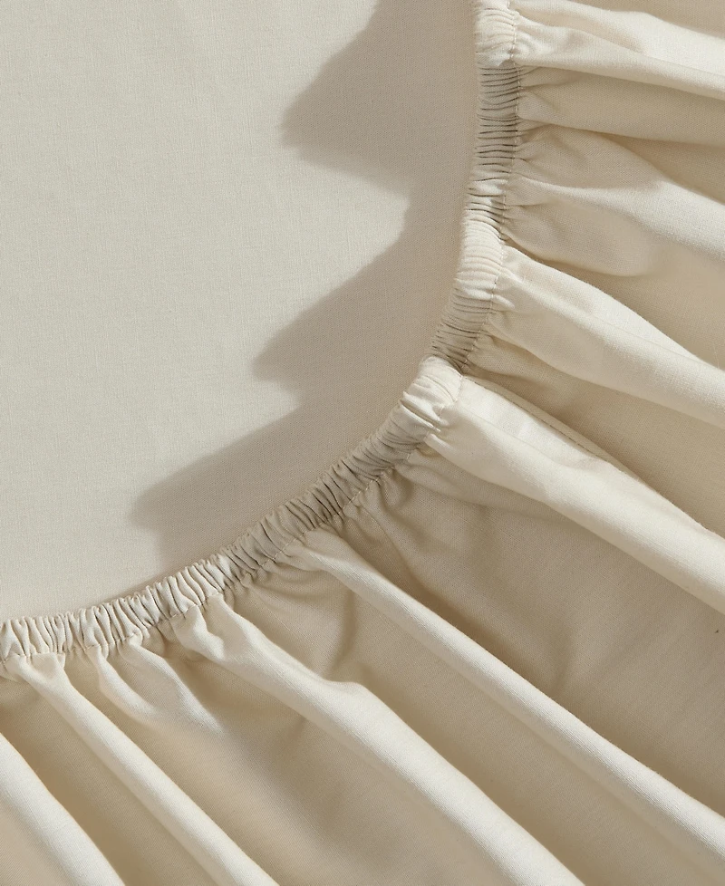 Nautica Solid Cotton Percale 3-Piece Sheet Set