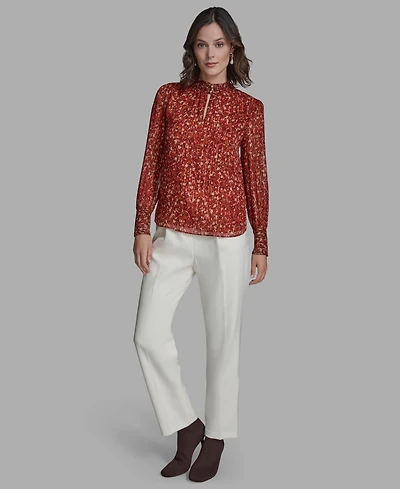 Bcbg Women's Printed Mock Neck Top