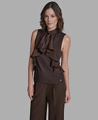 Bcbg Women's Sleeveless Ruffle Front Blouse