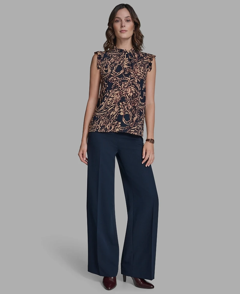 Bcbg Women's Printed Mock Neck Blouse