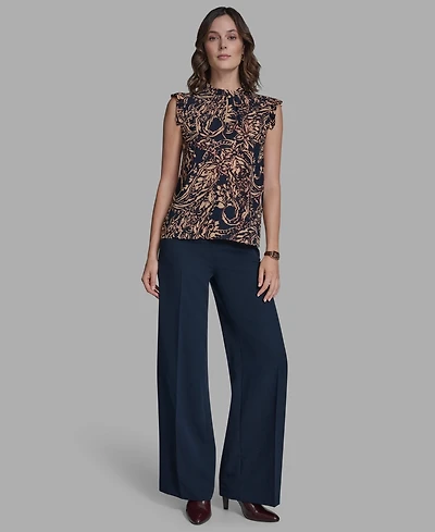 Bcbg Women's Printed Mock Neck Blouse