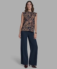 Bcbg Women's Printed Mock Neck Blouse