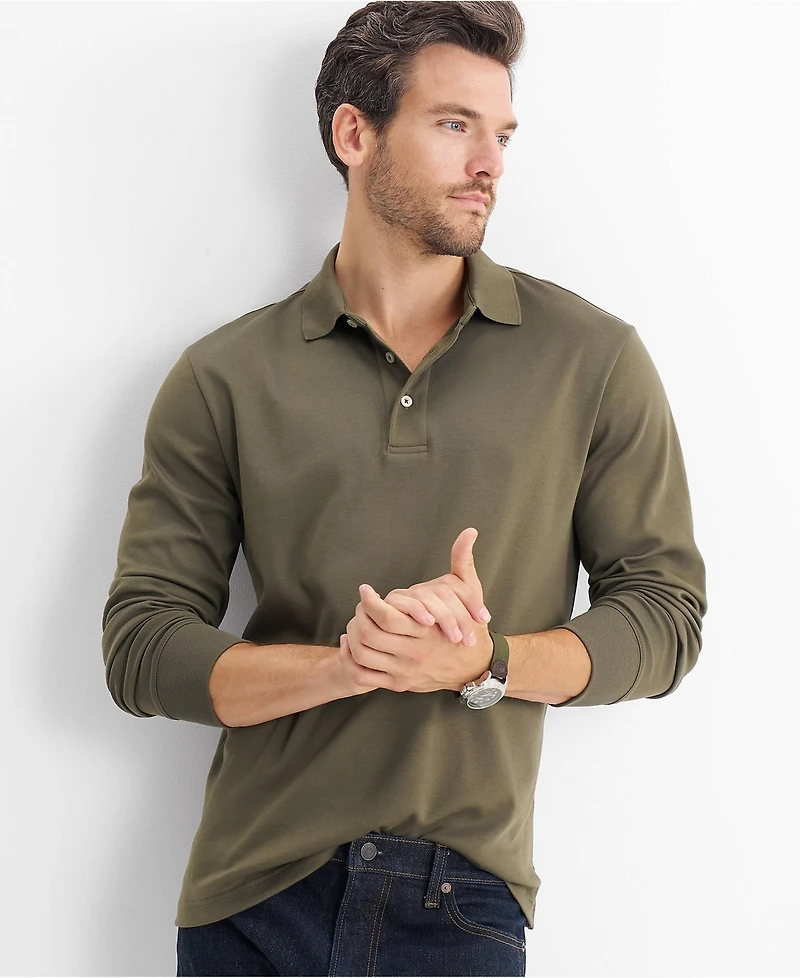 Lands' End Big & Tall Long Sleeve Cotton Supima Polo Shirt