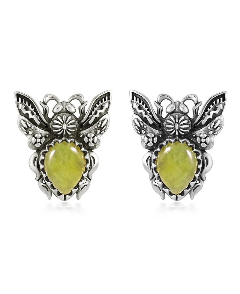 American West Jewelry Sterling Silver Yellow Jasper Bumblebee Stud Earrings