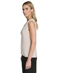 Calvin Klein Women's Mixed-Media Sleeveless Blouse