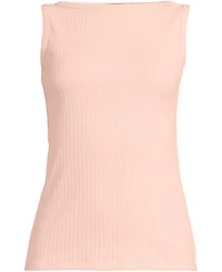 Lands' End Women's Plus Size Sleeveless Pointelle Rib Boat Neck Tank