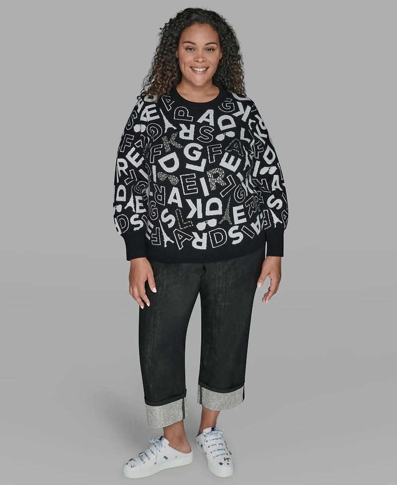 Karl Lagerfeld Paris Plus Scatter Letters Sweater