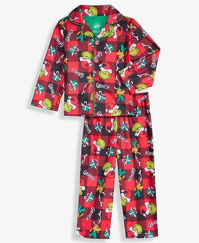 Grinch Boys 4-10 Printed Coat Pajama Set