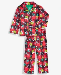 Grinch Boys 4-10 Printed Coat Pajama Set