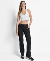 Dkny Women's Logo Elastic High-Waist Flare Pants