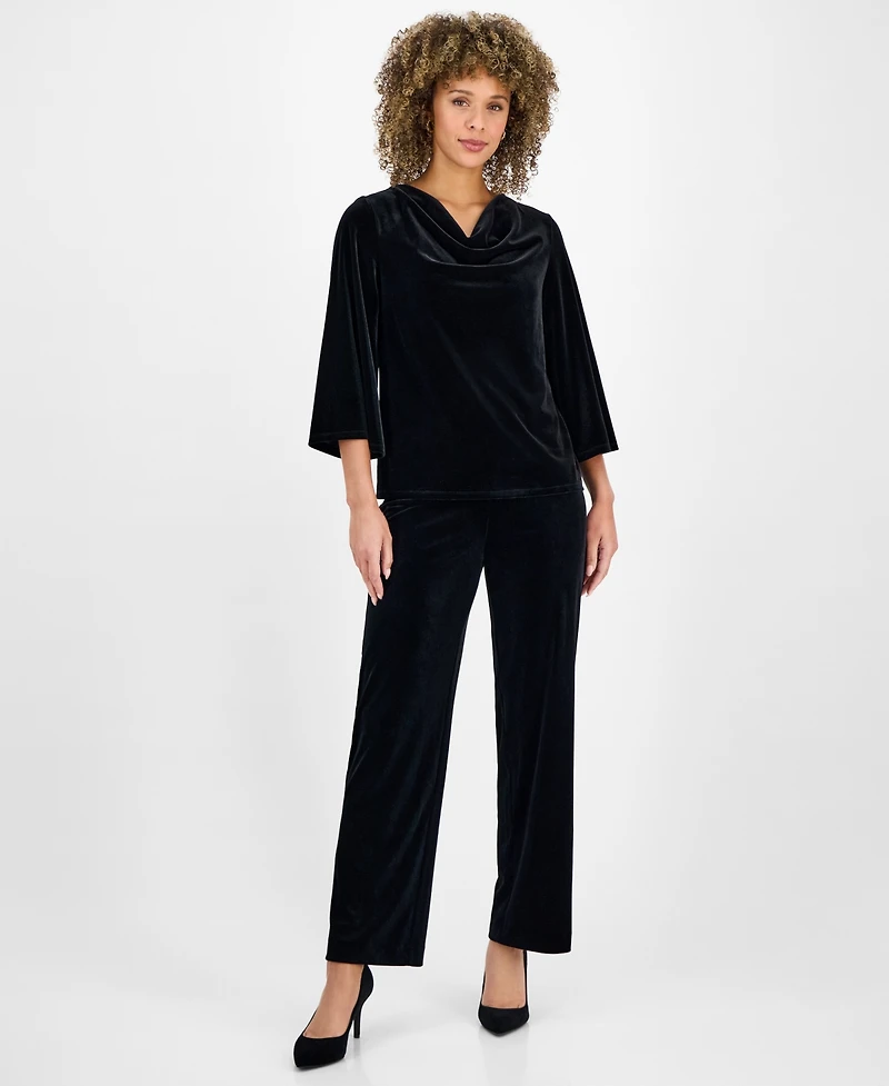 Kasper Women's Velvet Bell-Sleeve Top