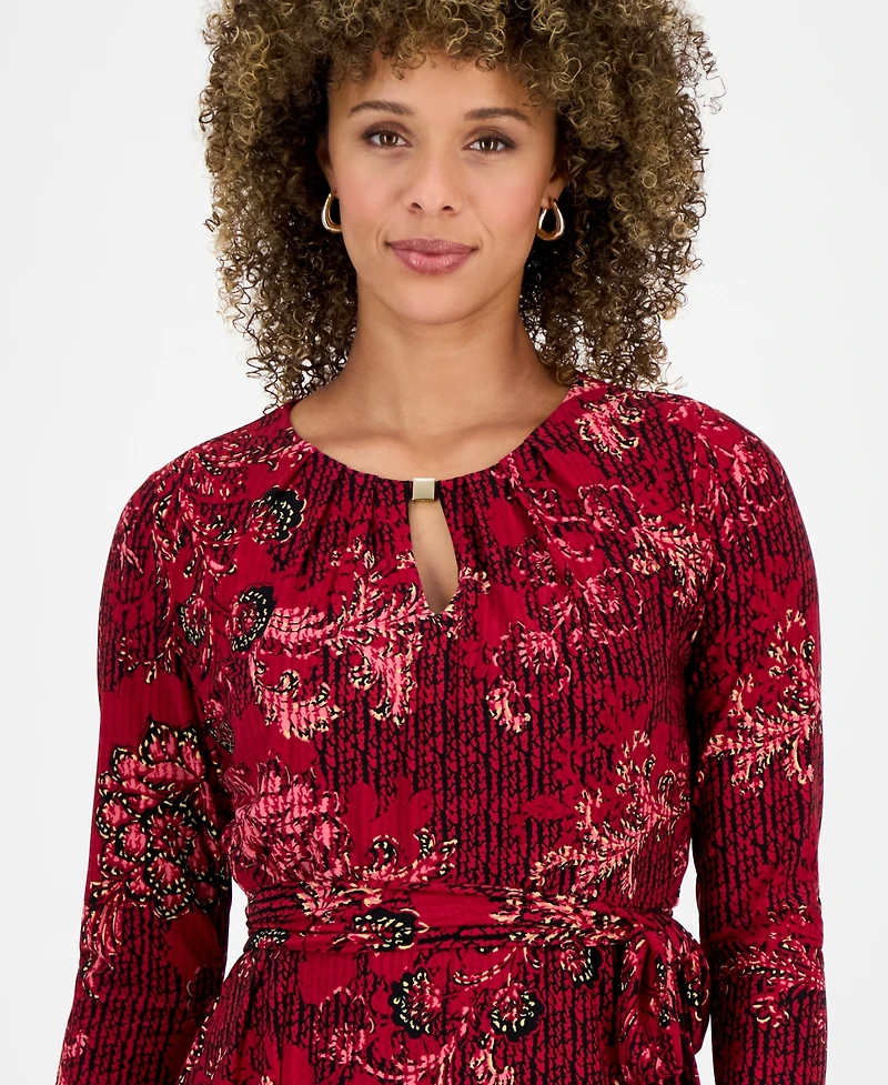 Kasper Women's Printed 3/4-Sleeve Midi Dress