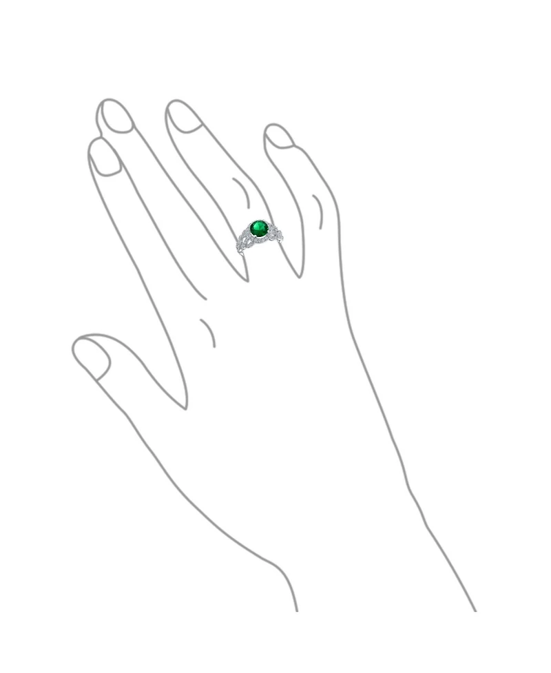 Bling Jewelry Art Deco Style 3CT Round Emerald Green Cubic Zirconia Cocktail Statement Ring Cz Band
