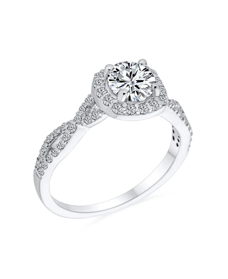 Bling Jewelry Sterling Silver 1.5CTW Cz Halo Infinity Promise Ring with Criss-Cross Twist Band