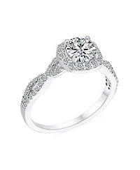 Bling Jewelry Sterling Silver 1.5CTW Cz Halo Infinity Promise Ring with Criss-Cross Twist Band