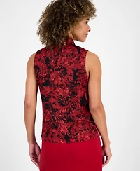 Kasper Women's Printed Tie-Neck Sleeveless Top