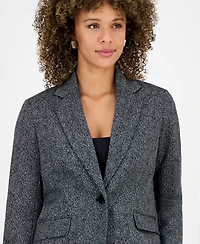 Kasper Petite Herringbone One-Button Jacket