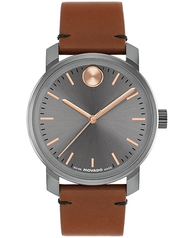 Movado Men's Bold Access Swiss Quartz Brown Leather Watch, 41mm