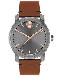 Movado Men's Bold Access Swiss Quartz Brown Leather Watch, 41mm