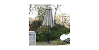 15 Ft Double Sided Rectangular Patio Umbrella with Crank Khaki
