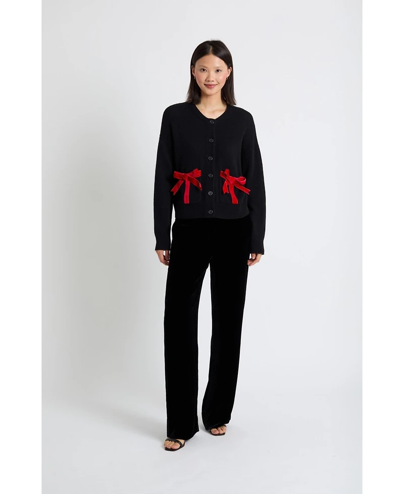 Chinti & Parker Women's Wool-Cashmere Velvet Bow Cardigan