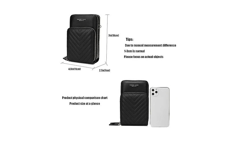 Small Crossbody Cell Phone Bag for Women, Mini Over Shoulder Handbag Purse with Credit Card Slots Black