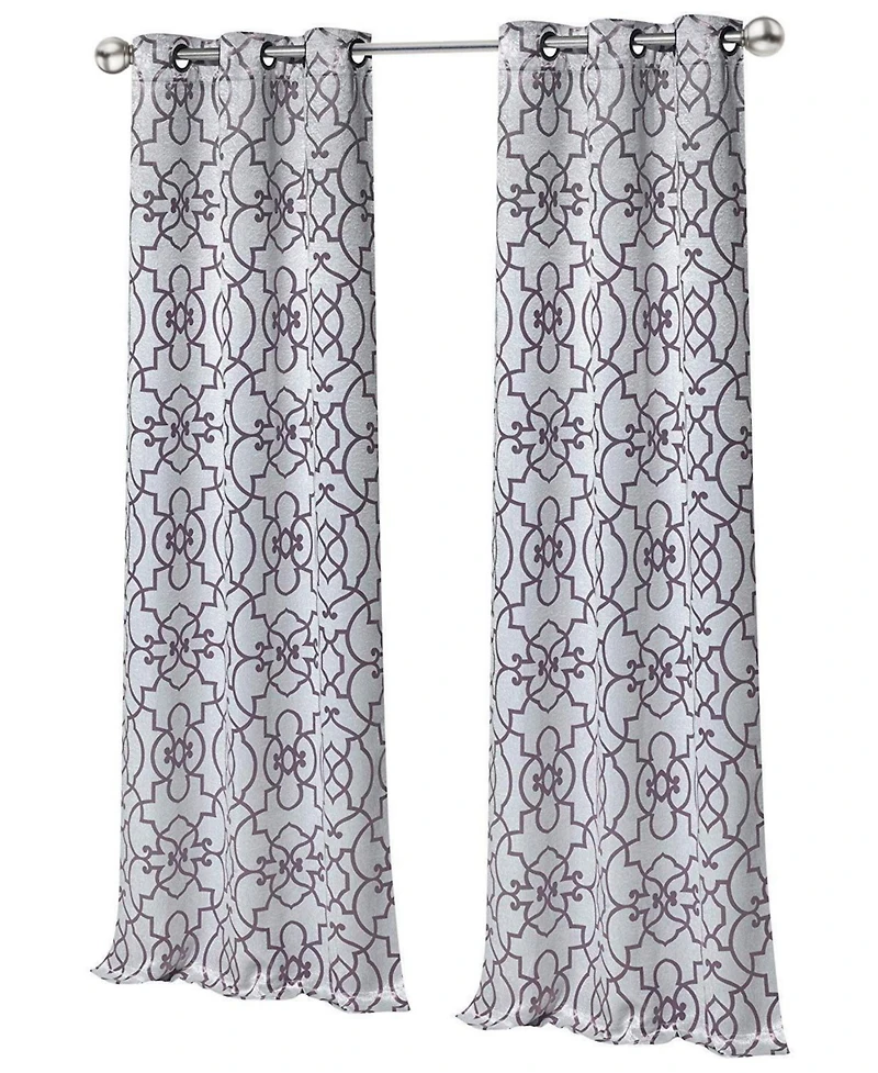 Kate Aurora Living 2 Pack Reversible Geometric Room Darkening Grommet Curtains - 38 in. W x 84 in. L, Lavender/Purple