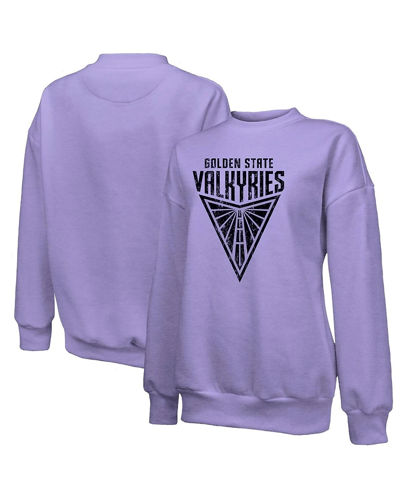Majestic Women's Violet Golden State Valkyries Primary Logo Drop Shoulder Tri-Blend Pullover Sweatshirt