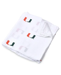 Three Little Anchors Baby Boys and Girls White Miami Hurricanes 47'' x 47'' Muslin Swaddle Blanket
