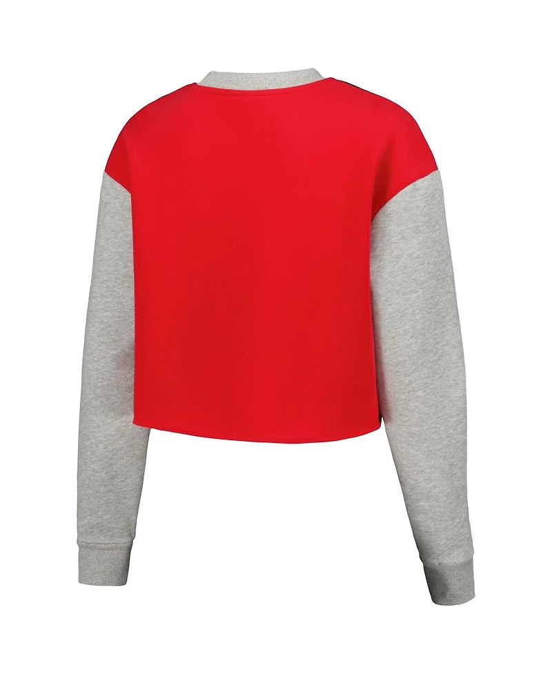 Hype and Vice Women's Black Ohio State Buckeyes Color Block Rookie Crew Pullover Sweatshirt