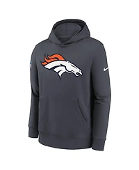 Nike Big Boys and Girls Gray Denver Broncos Sideline Club Fleece Hoodie